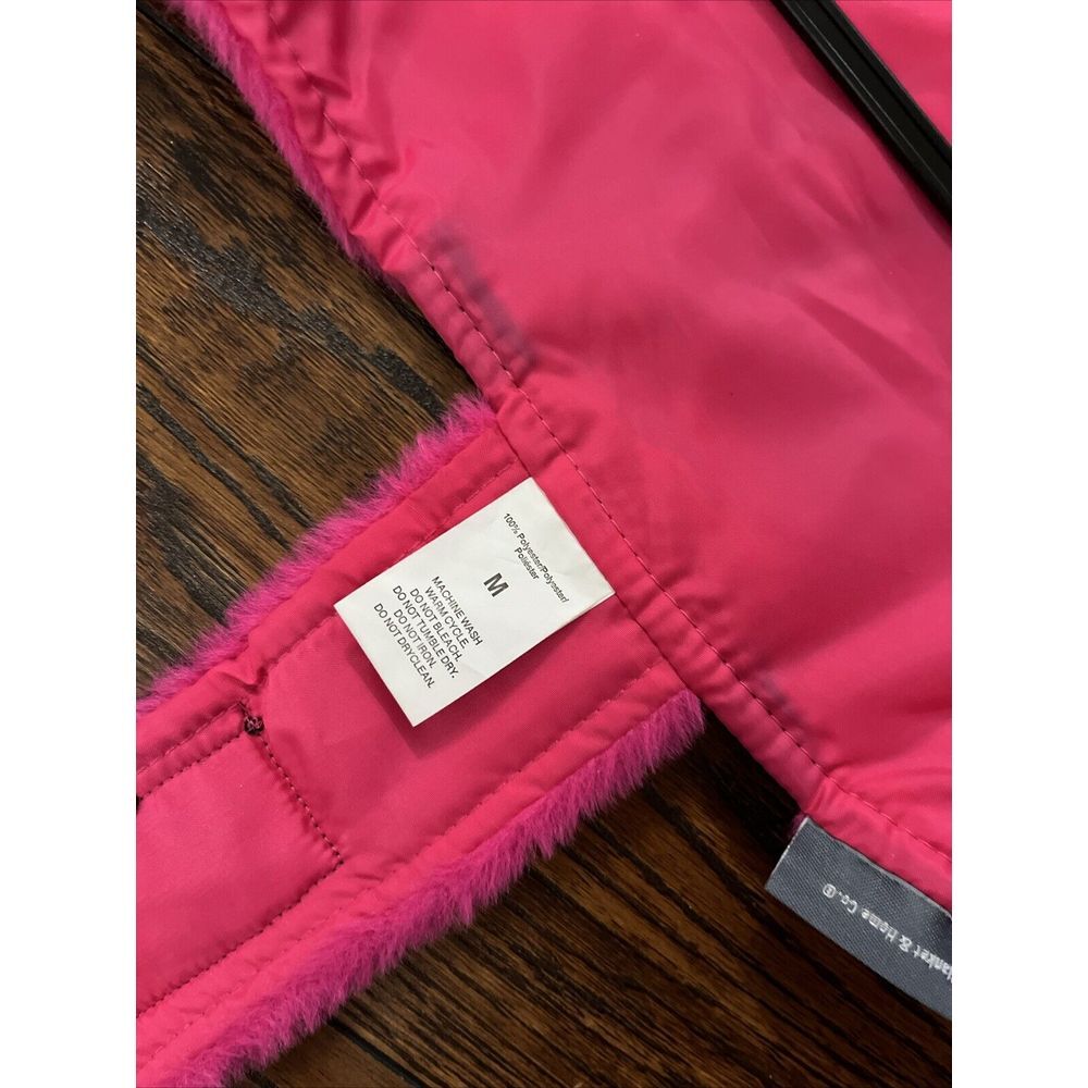Berkshire Pet Pink Black V Striped Faux Fur Dog Coat Satin Lined Medium - Picture 7 of 10